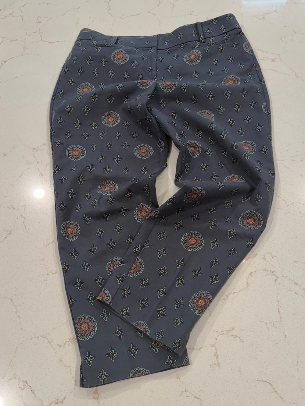 LOFT Navy Medallion Cropped Pants